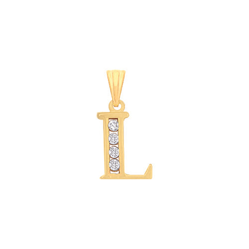 Yellow Gold Channel Set Cubic Zirconia Initial Pendants