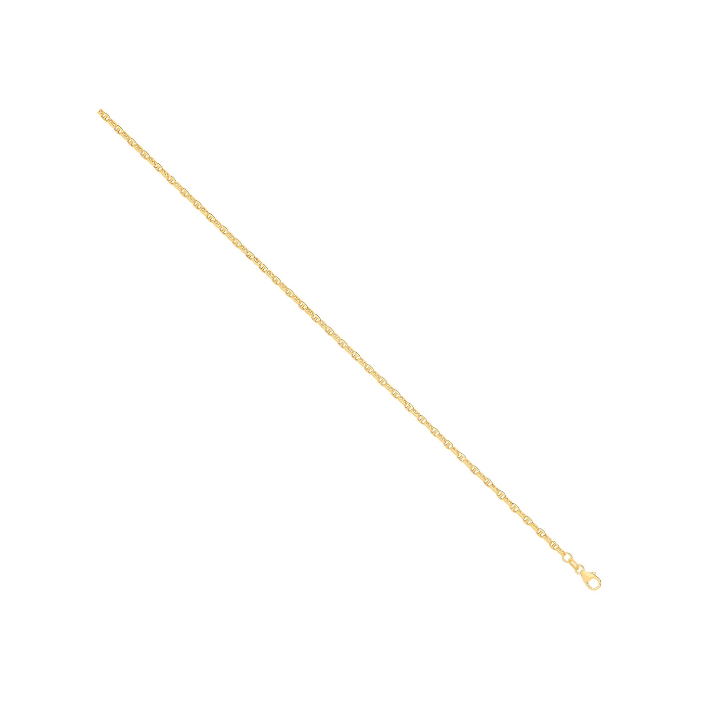 14ct Yellow Gold Hollow Oval Puff Marine 2.7mm Chain