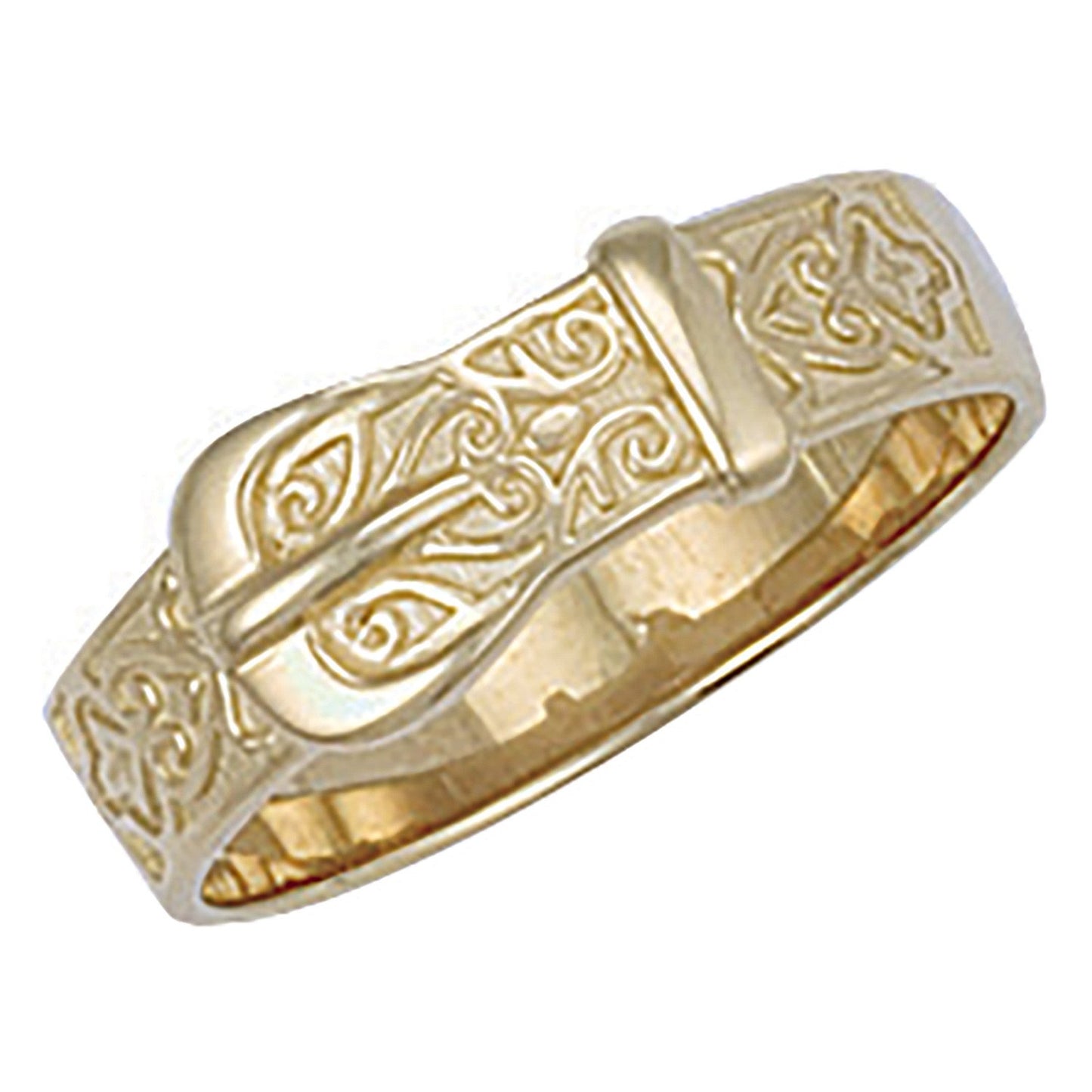 Yellow Gold Patterned Buckle Ring (HNN-C69C55)