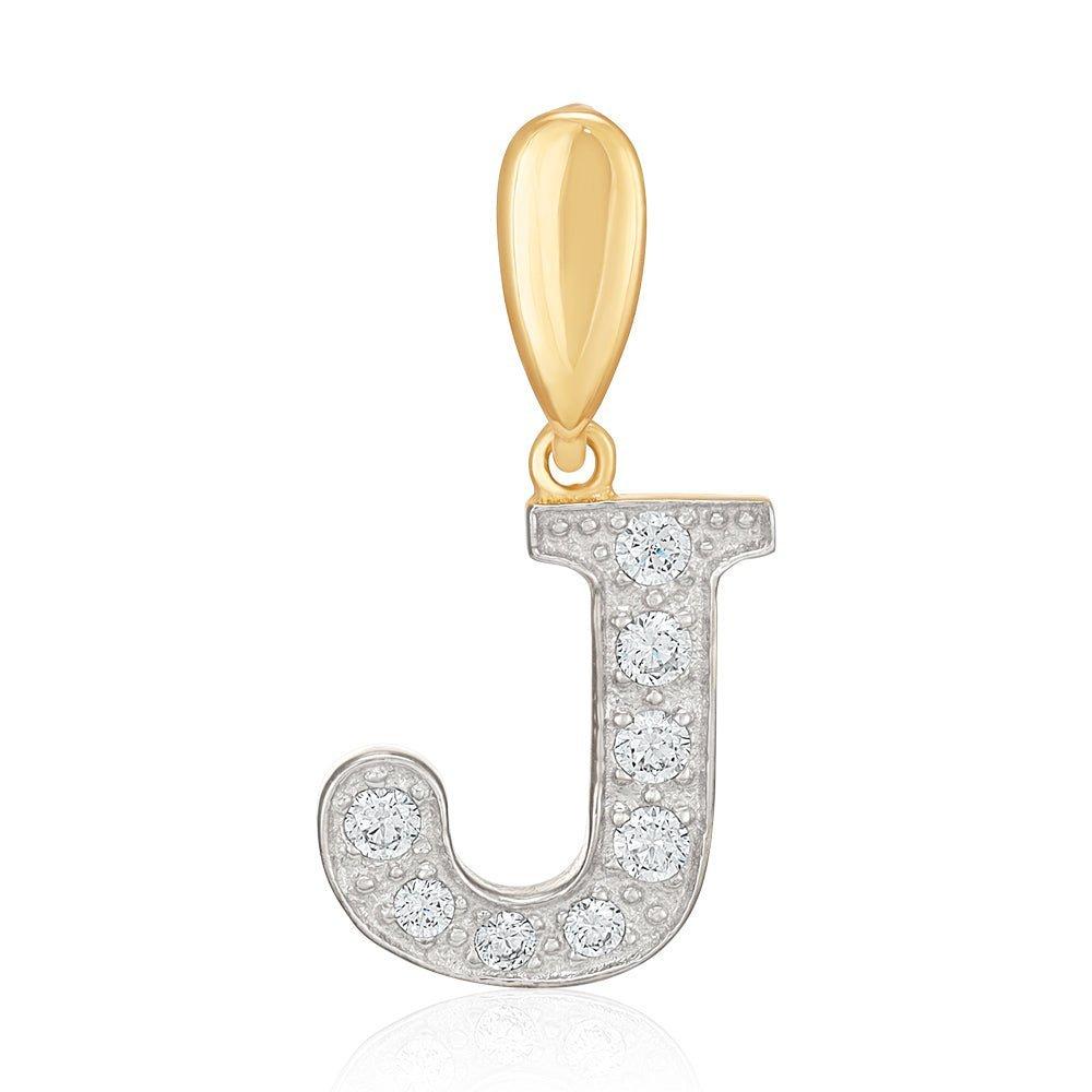 Yellow Gold Large Cubic Zirconia Initial Pendants