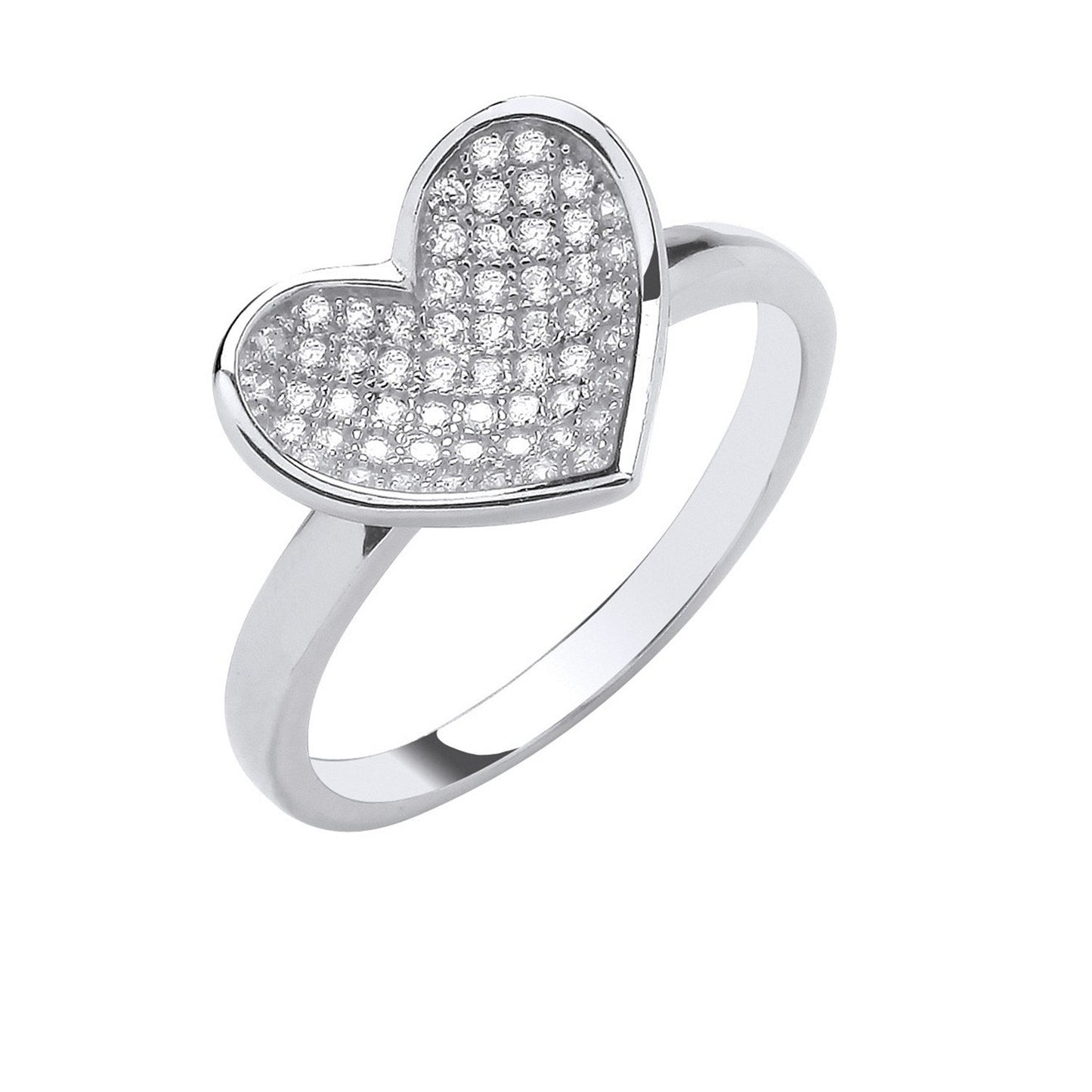 Silver Cubic Zirconia Heart Ring (HNN-842E4C)