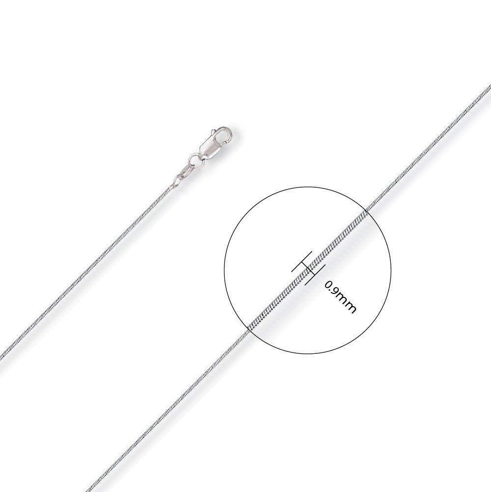 White Gold 0.9mm Round Snake Chain
