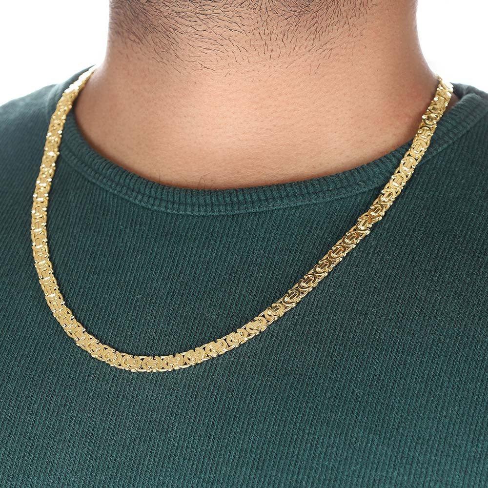 Yellow Gold 5.8mm Flat Byzantine Chain