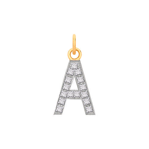 Yellow Gold Medium Cubic Zirconia Initial Pendants