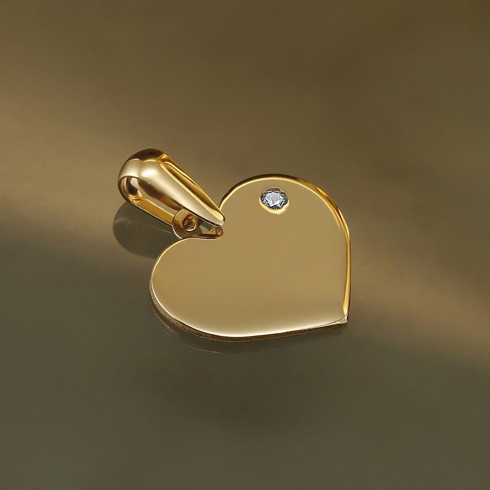 Yellow Gold Cubic Zirconia Plain Heart Pendant