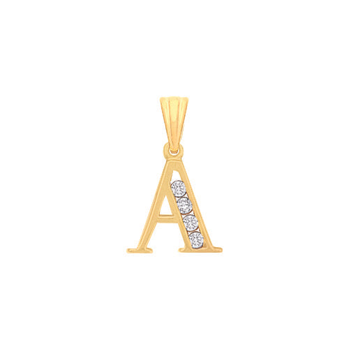 Yellow Gold Channel Set Cubic Zirconia Initial Pendants