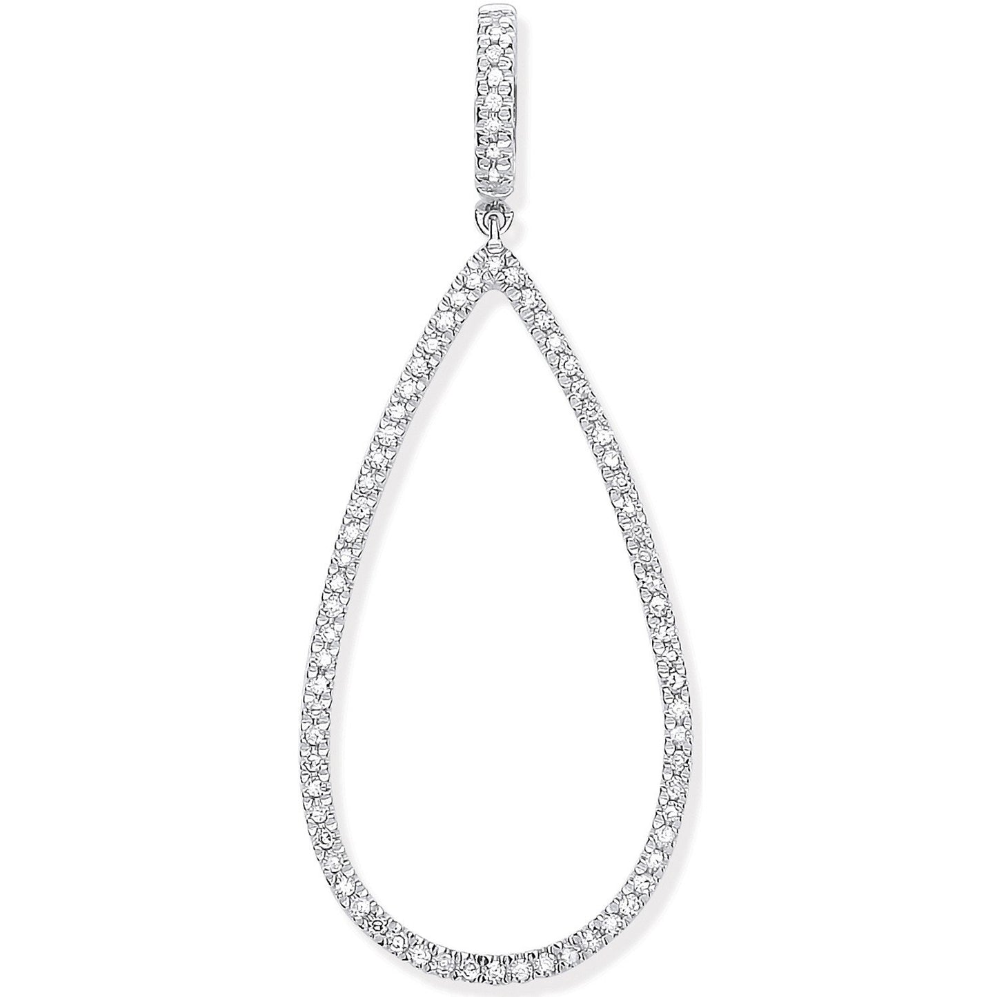 9ct White Gold 0.23ct Pear Shaped Drop Pendant
