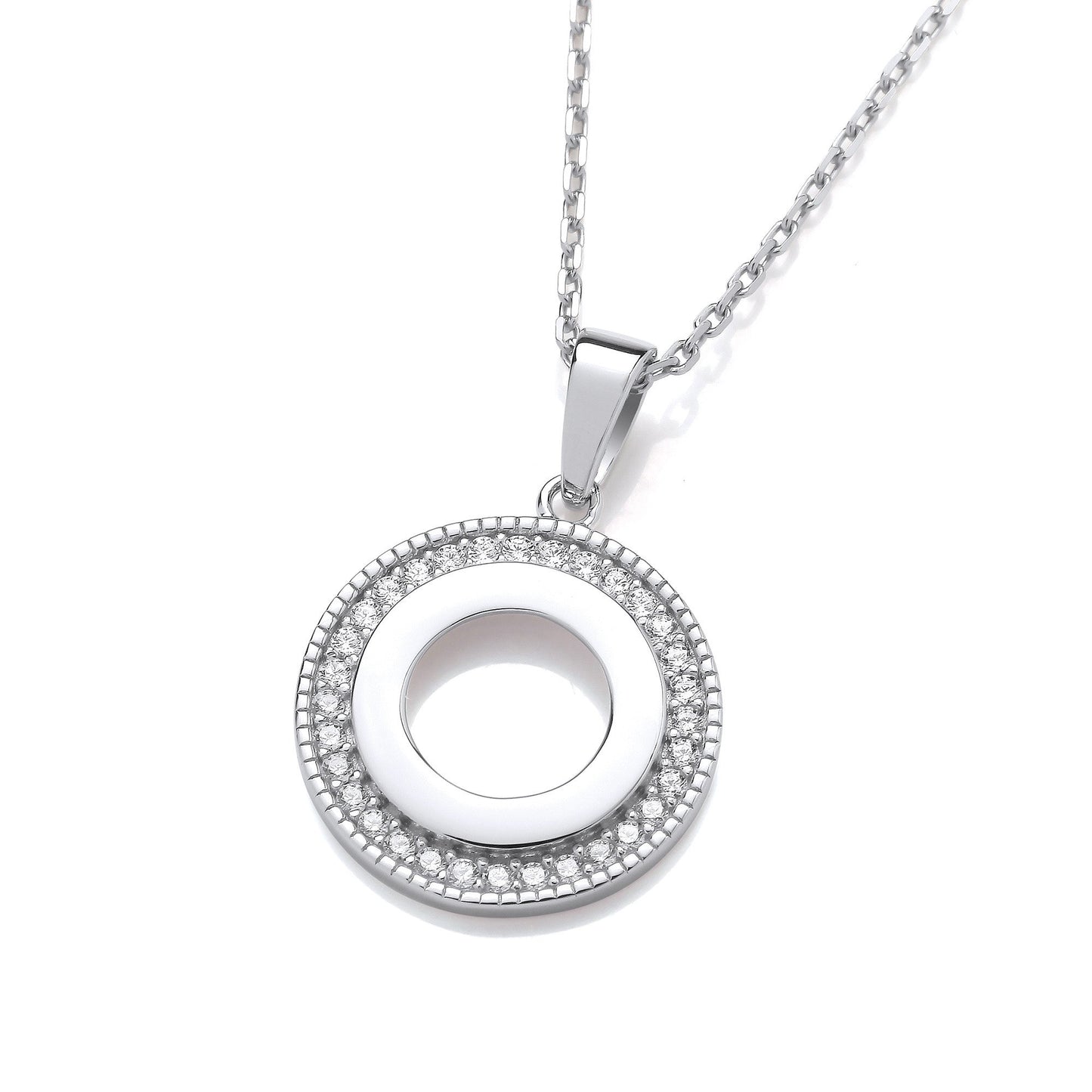 Silver Circle of Life Cubic Zirconia Pendant with Chain