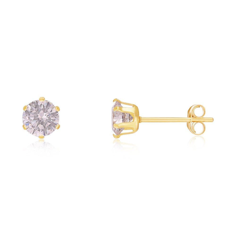 9ct Yellow Gold 4mm Claw Set Cubic Zirconia Studs