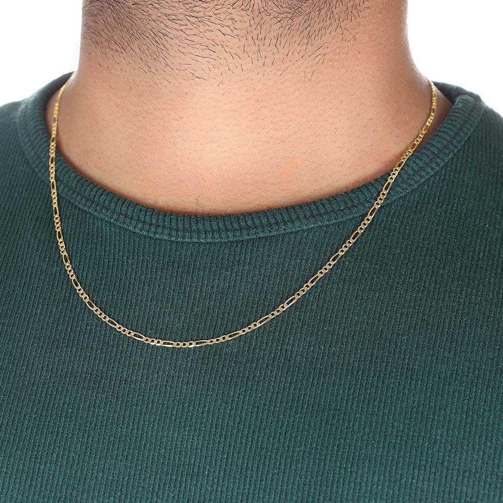 Yellow Gold Rhodium Plated 2.5mm Figaro Chain