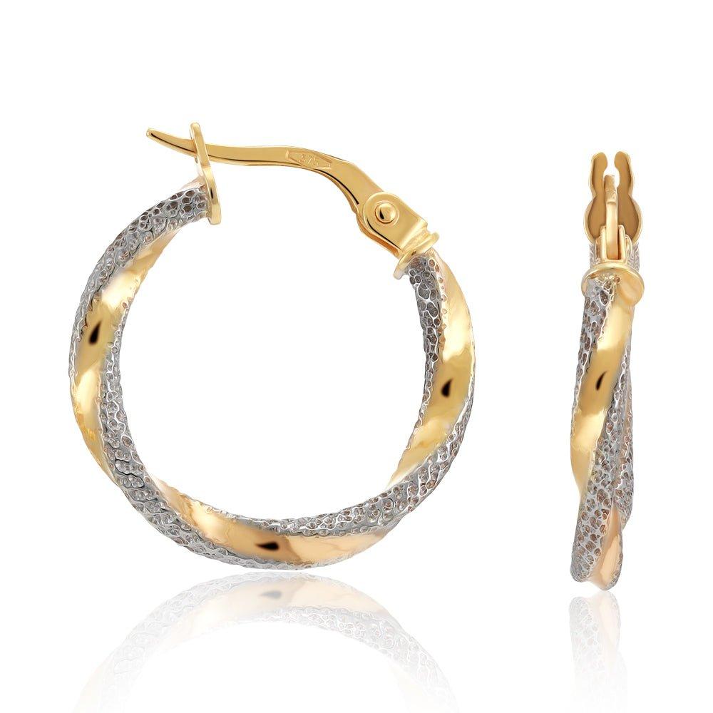Yellow, White & Rose Gold 20mm Twist Earrings
