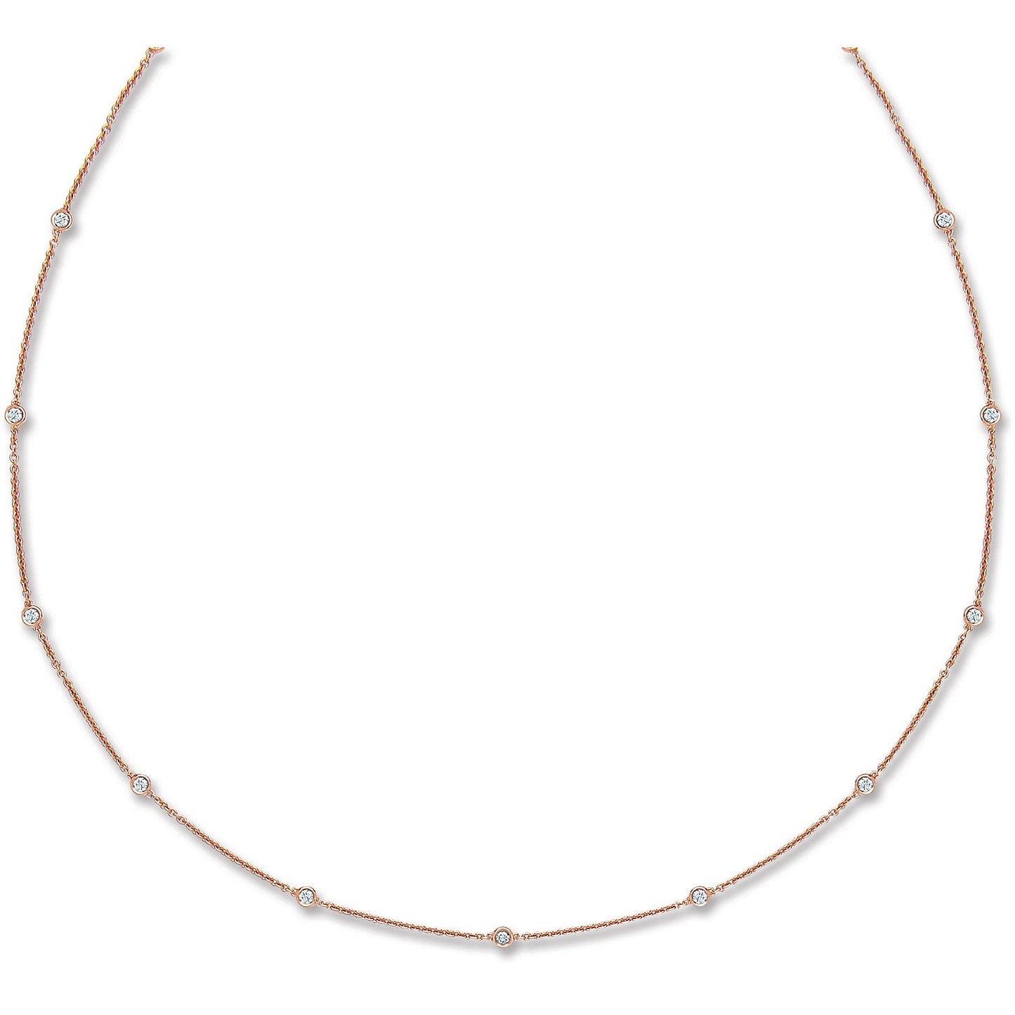 18ct Rose Gold 0.50ct Diamond by the Yard Necklace (18in/45cm)