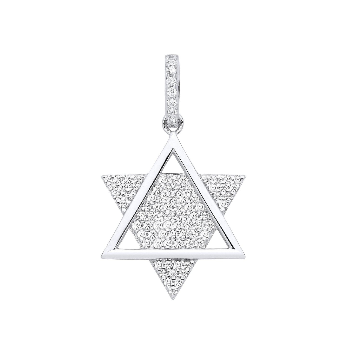 Silver Star of David Cubic Zirconia Pendant