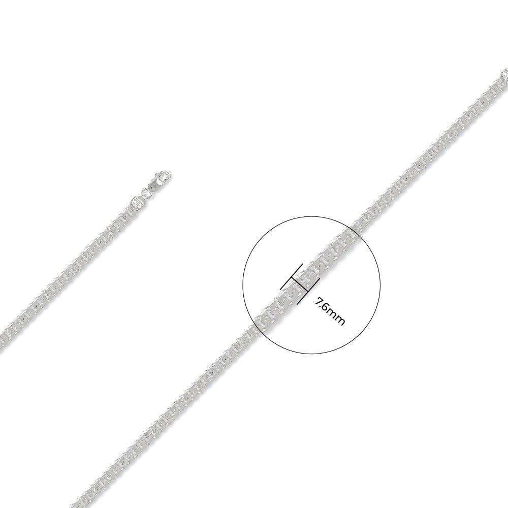 Silver 7.6mm Curb Chain