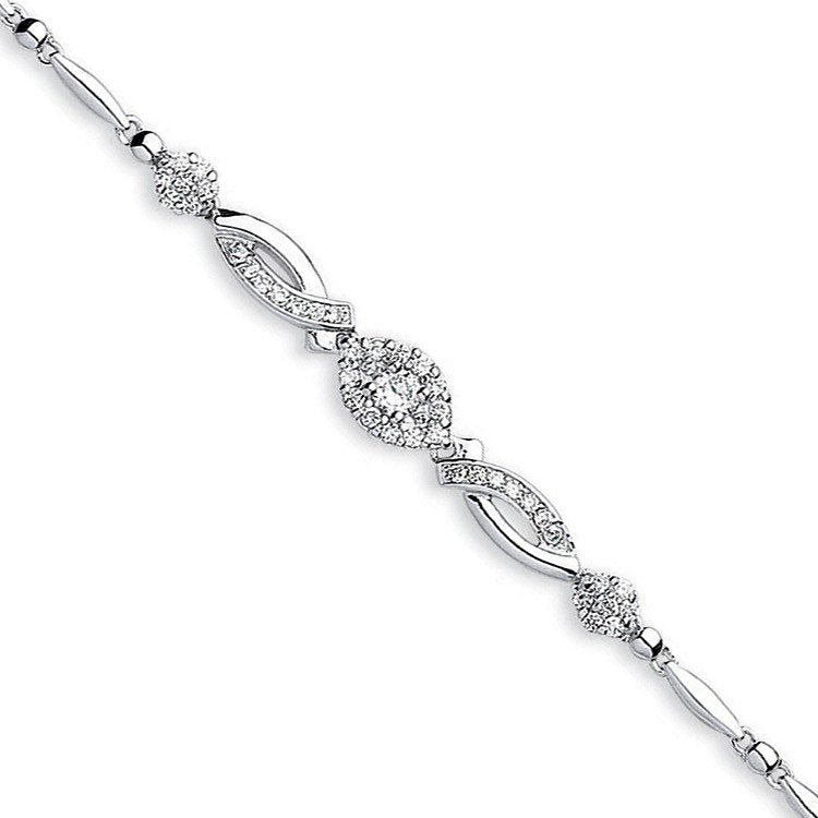Silver Fancy Cubic Zirconia Bracelet - 8.4g