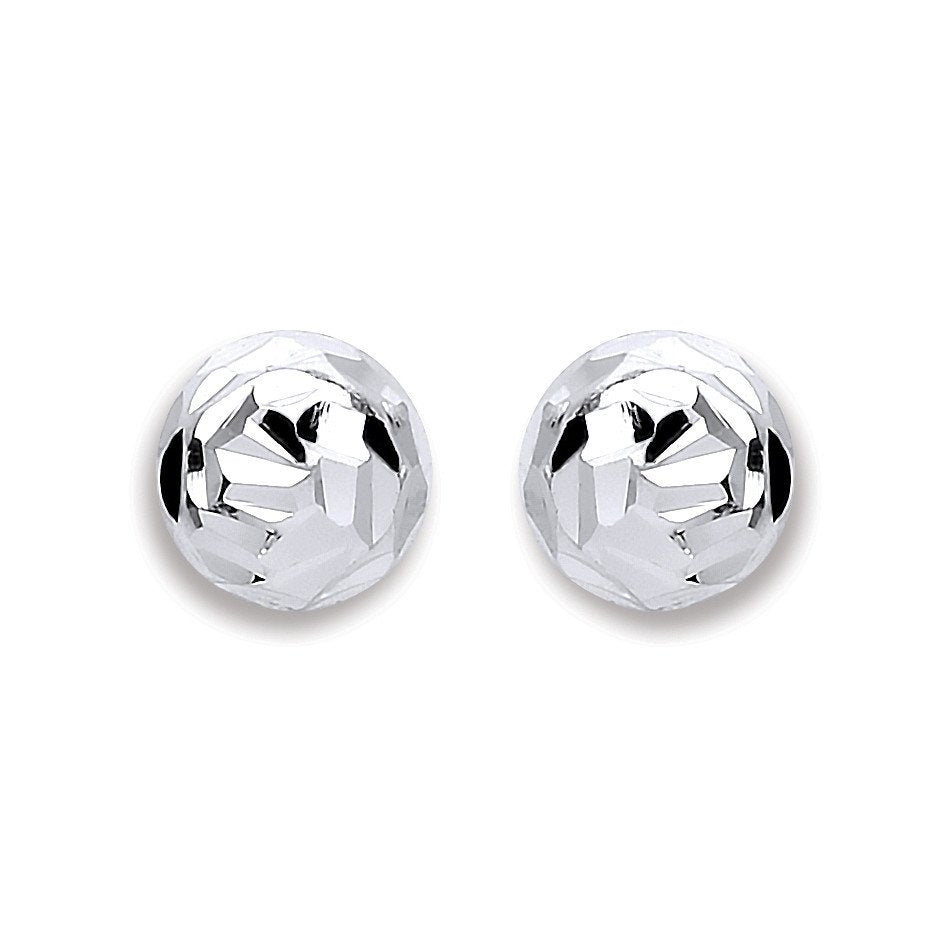 Silver 6mm Disco Half Ball Earrings