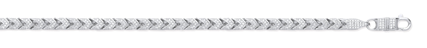 Silver 6mm Franco Cubic Zirconia Set Chain/Bracelet