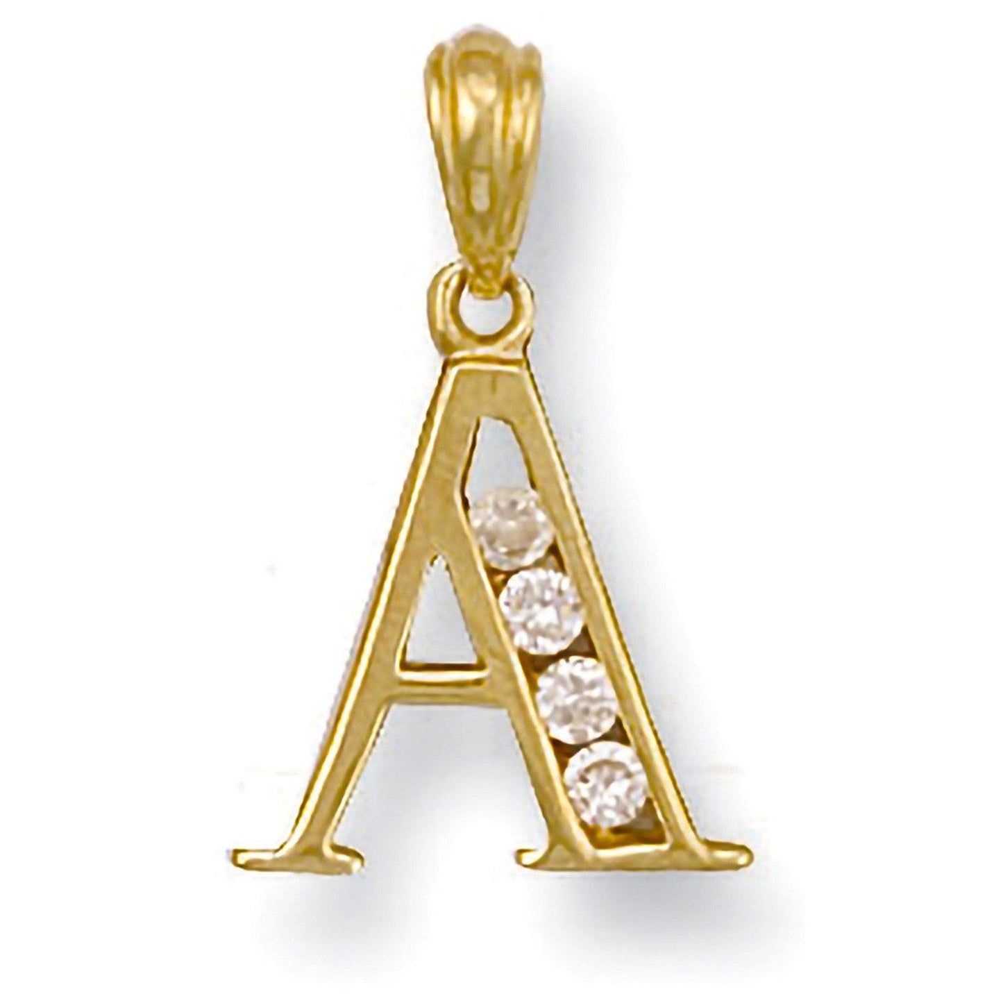Yellow Gold Channel Set Cubic Zirconia Initial Pendants