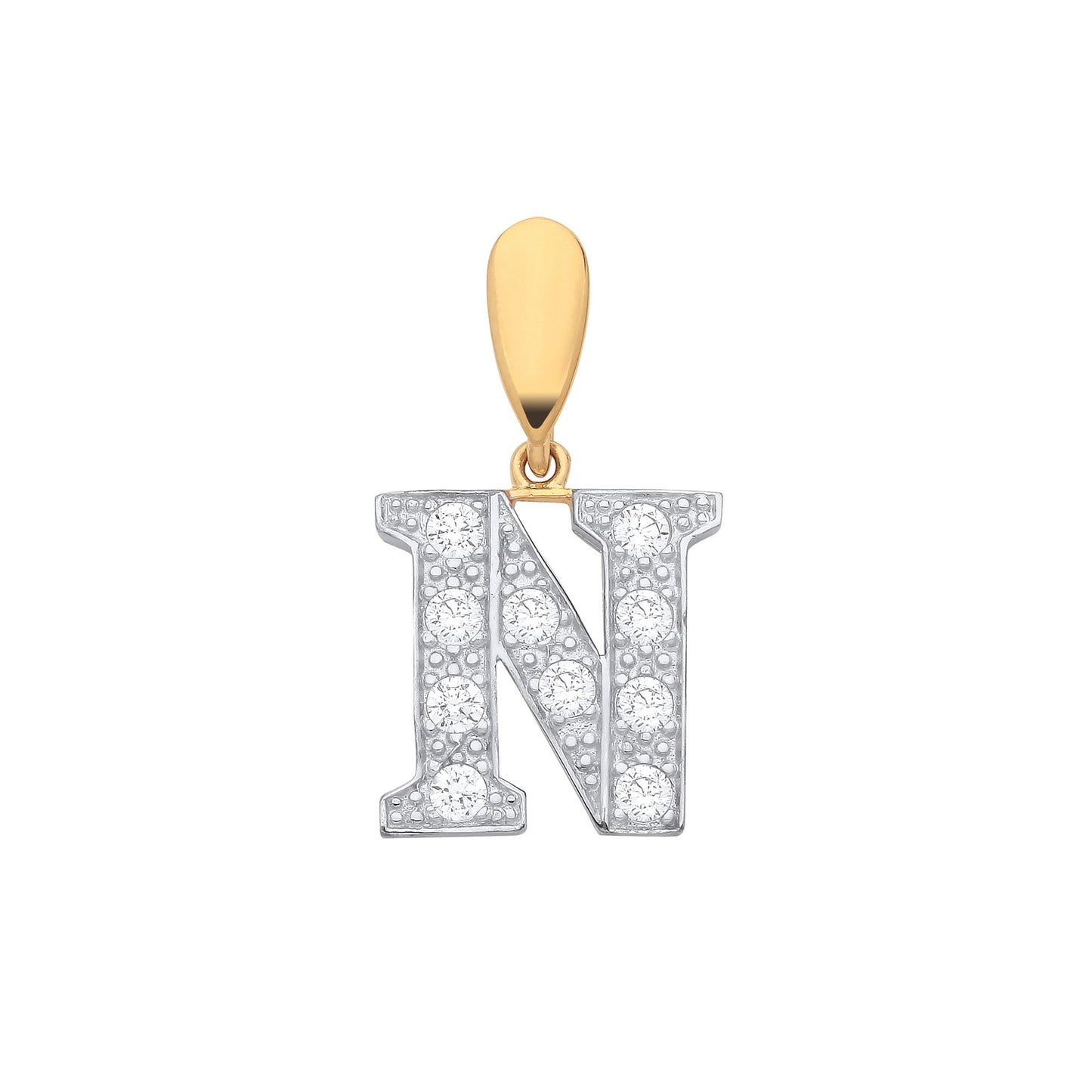 Yellow Gold Large Cubic Zirconia Initial Pendants