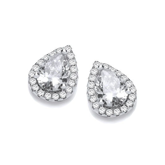 Teardrop Clear Cubic Zirconia Stud Earrings