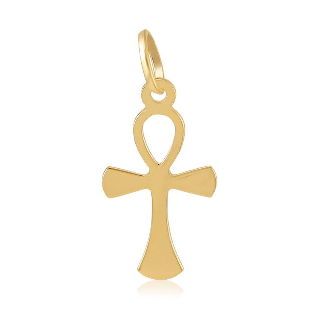 Yellow Gold Anch Cross - Key of Life