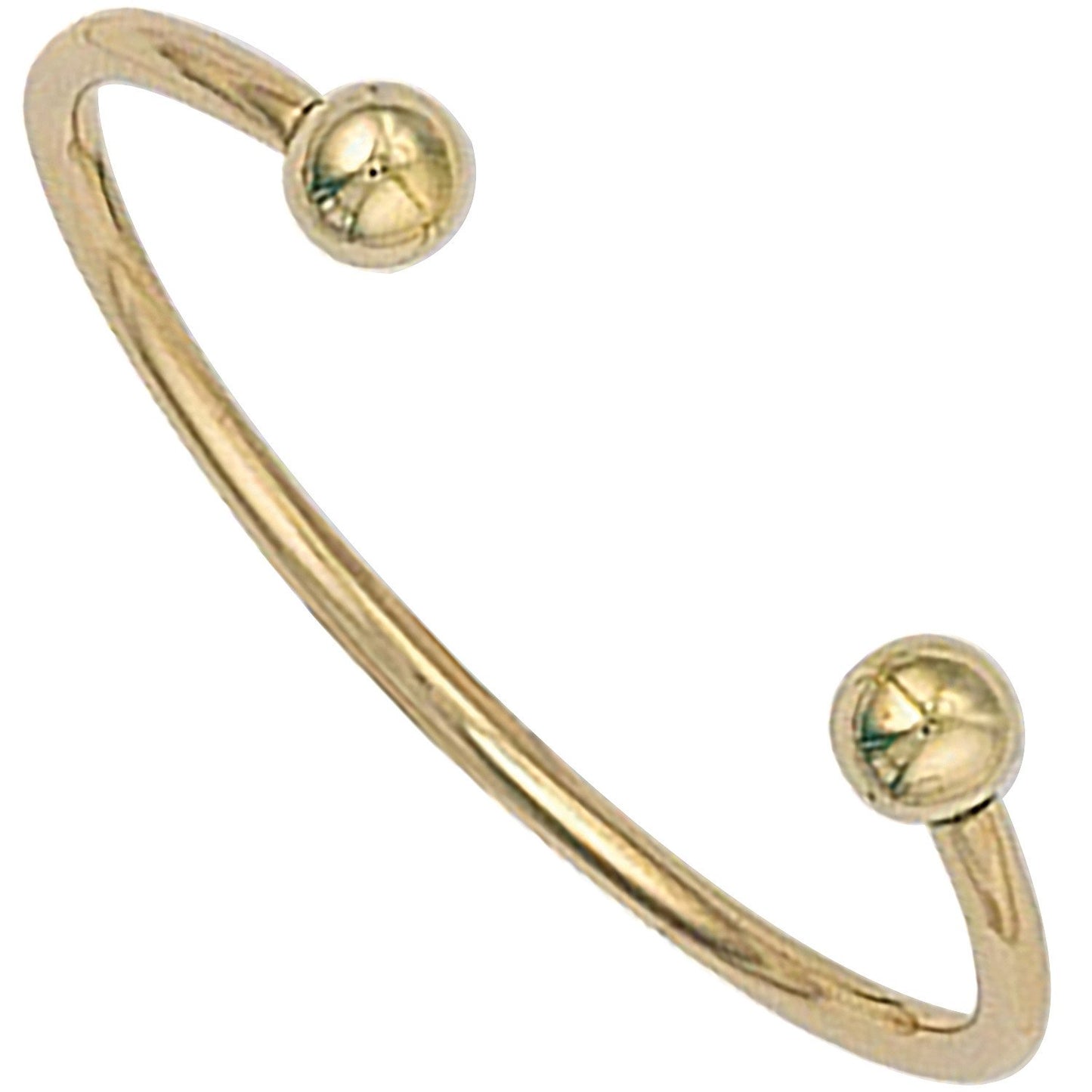 Yellow Gold Solid Baby Torque Bangle - 37.7mm