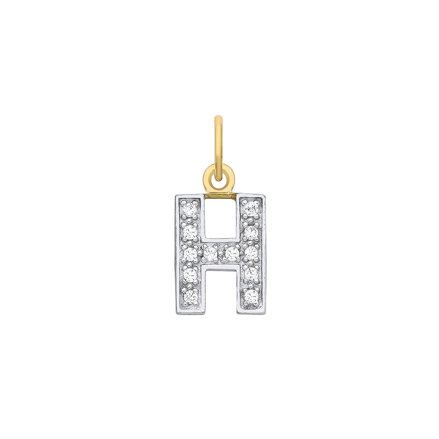 Yellow Gold Small Cubic Zirconia Initial Pendants