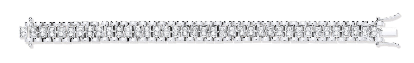 White Gold Fancy Link Cubic Zirconia Child/Ladies Bracelet