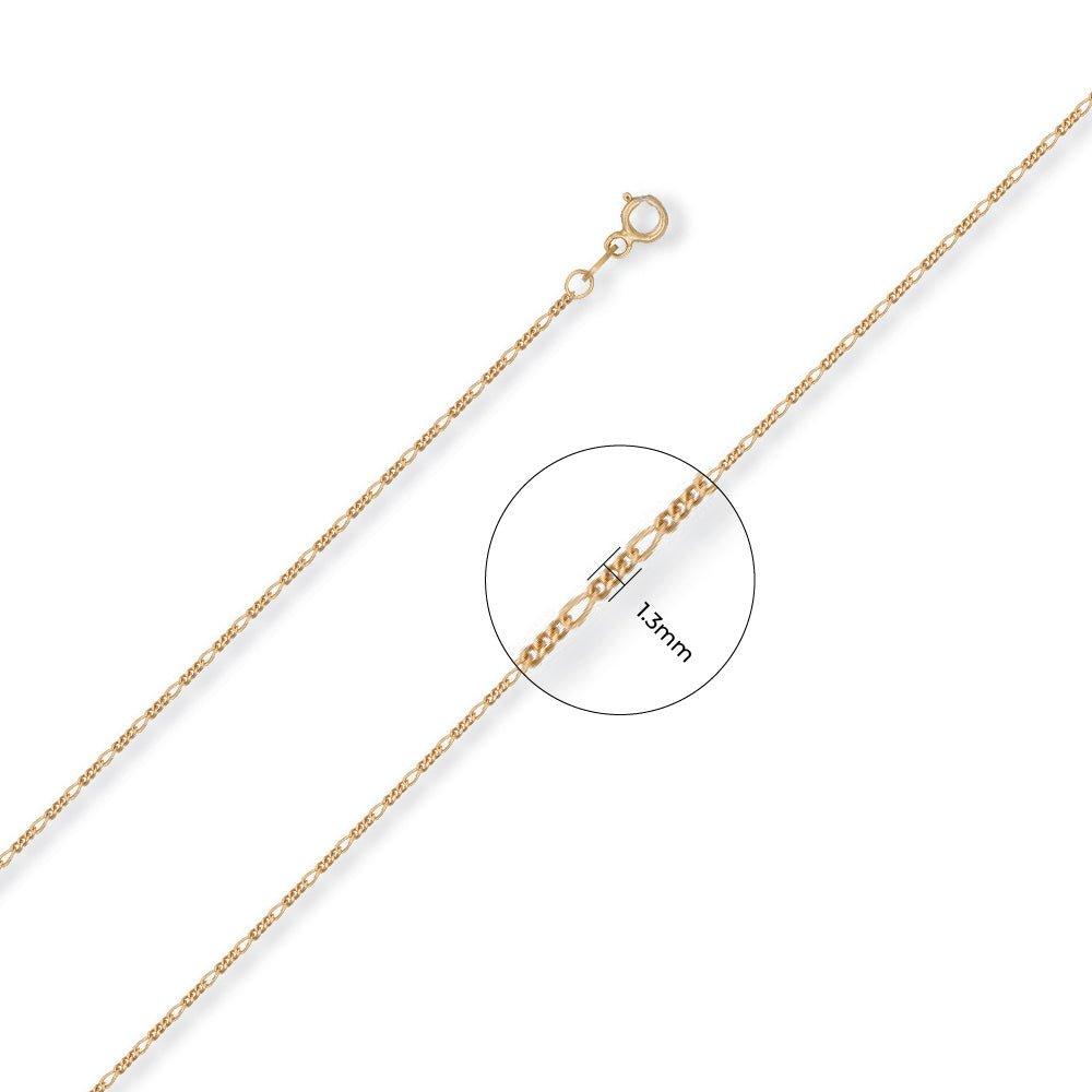 Yellow Gold 1.3mm Figaro Chain