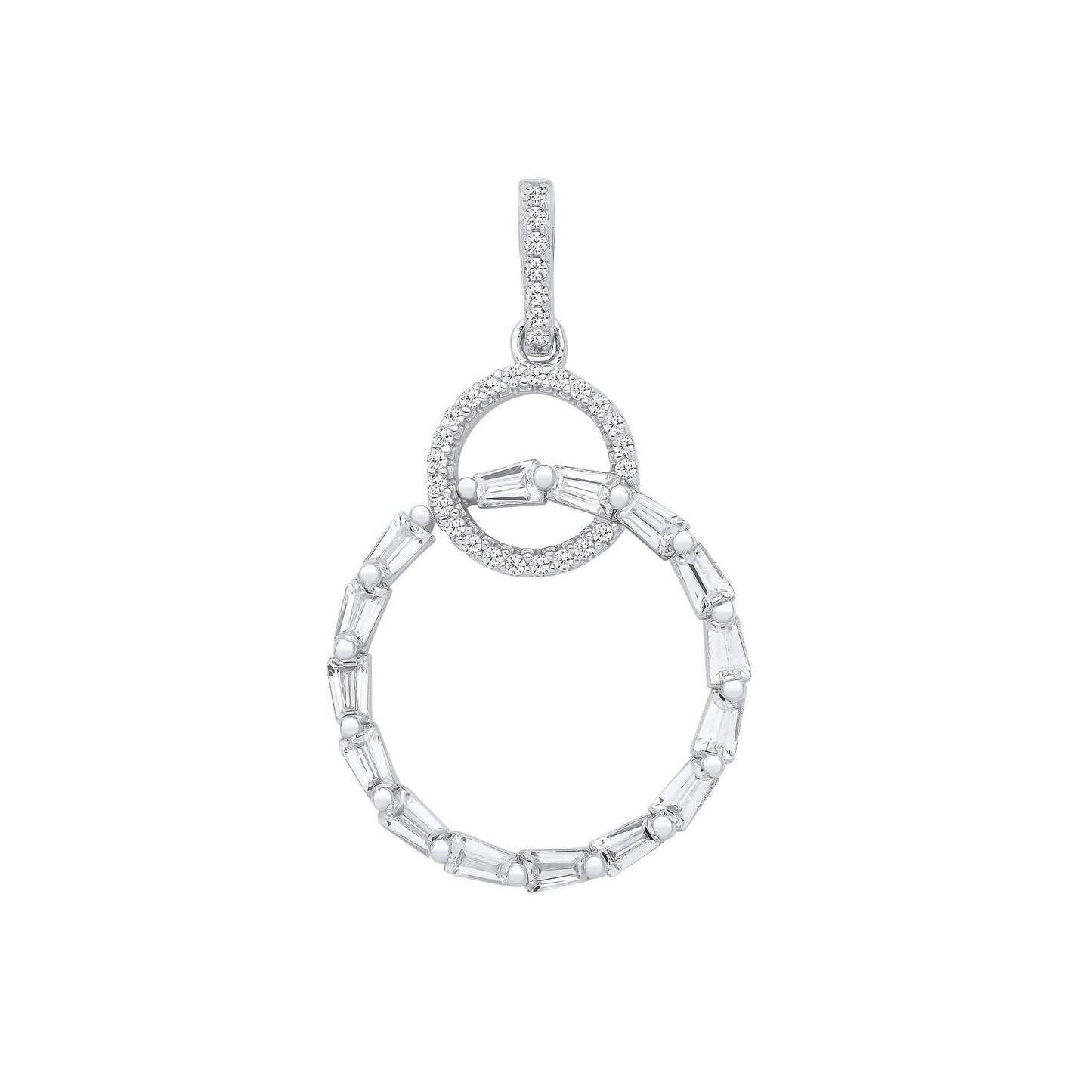 Silver Entwined Circles Drop Cubic Zirconia Pendant