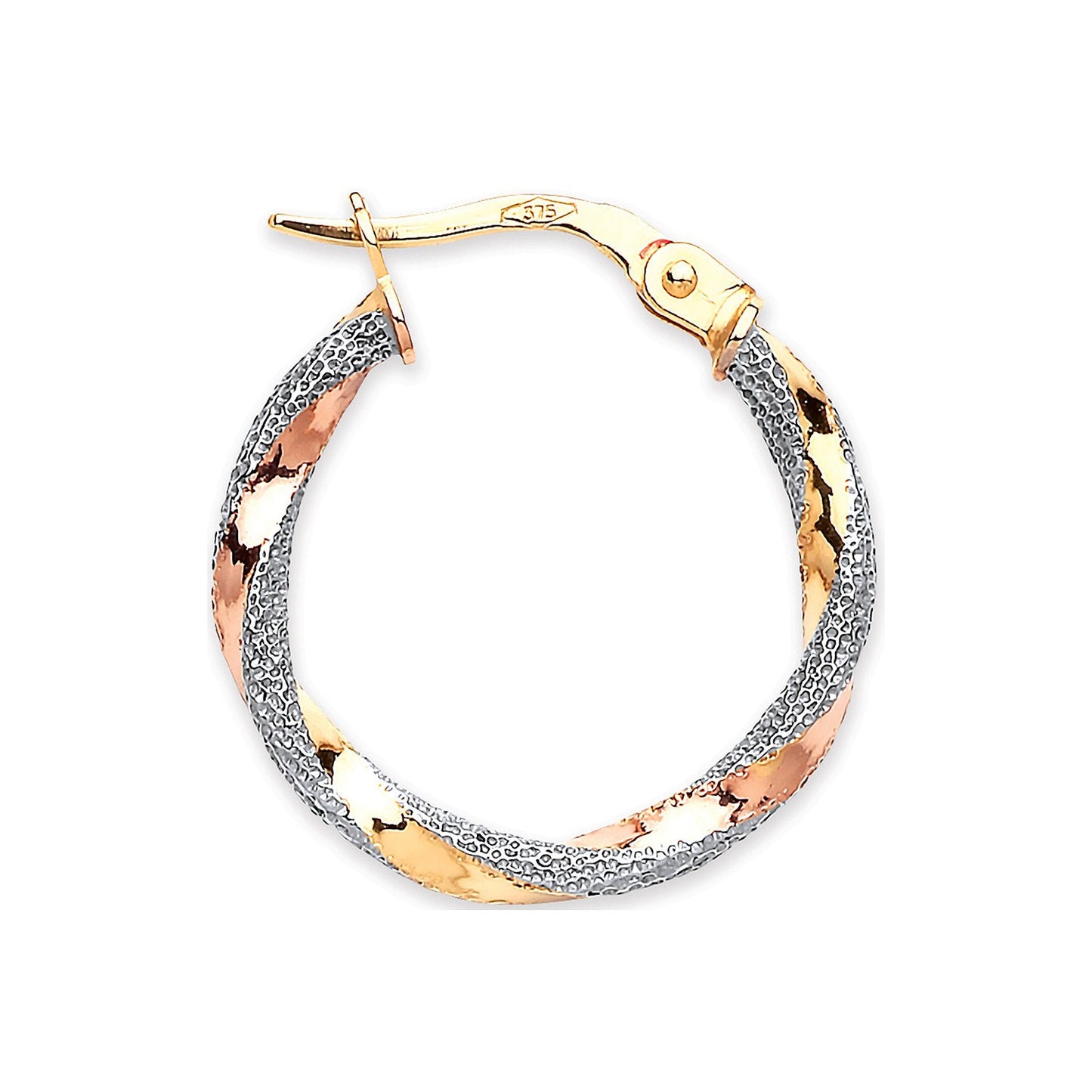Yellow, White & Rose Gold 20mm Twist Earrings