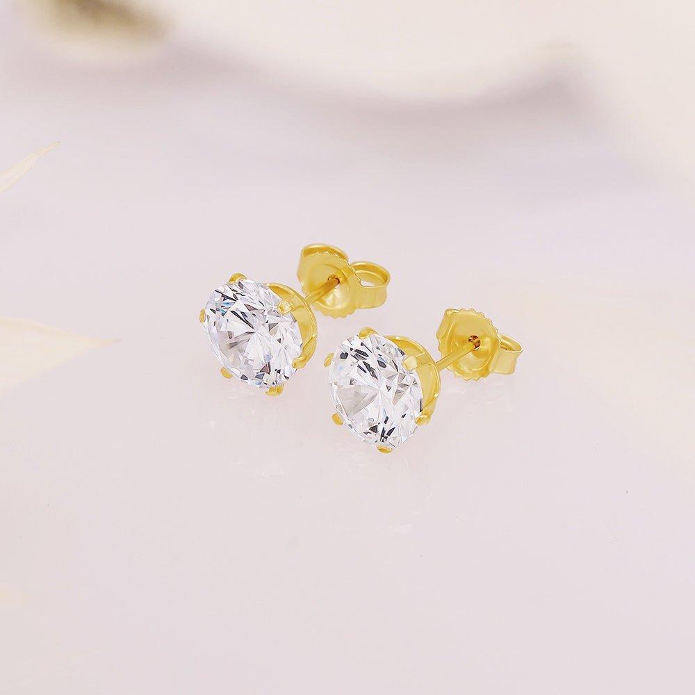 9ct Yellow Gold 7mm Claw Set Cubic Zirconia Studs