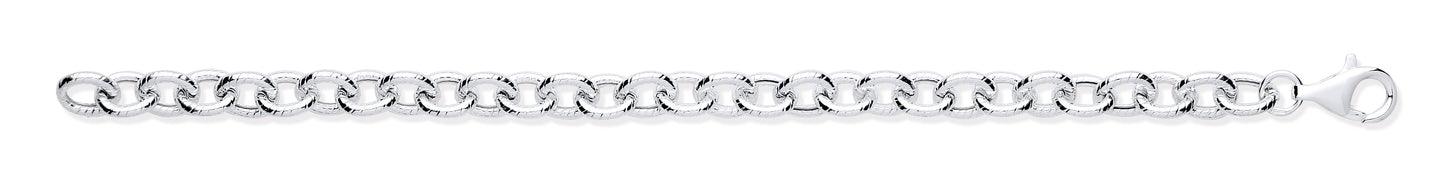 Silver Rolo Ribbed Edge Link Ladies Bracelet
