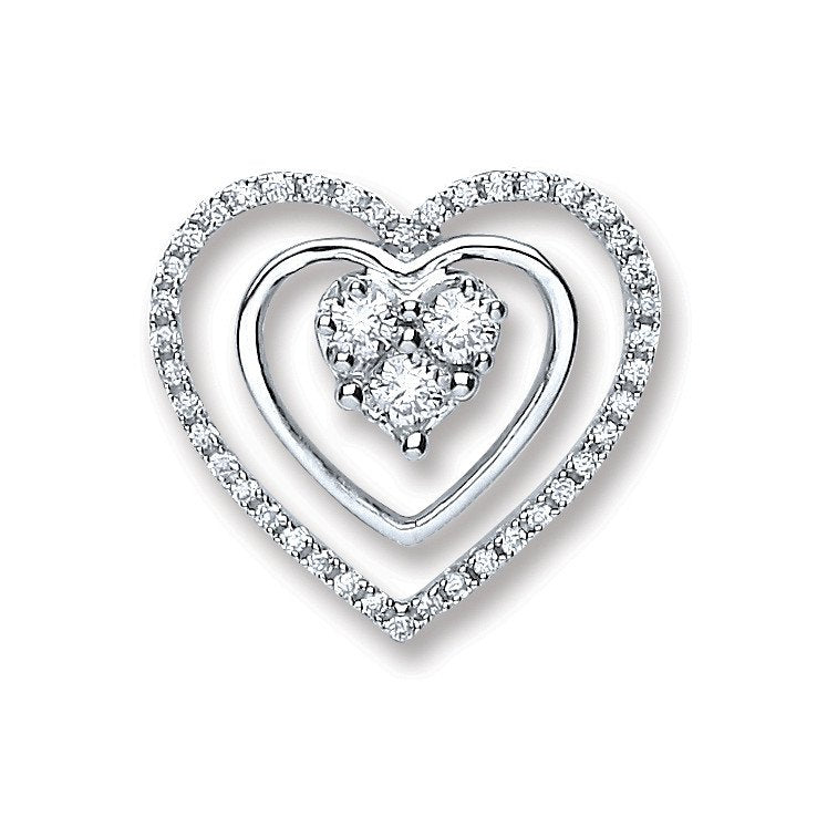 18ct White Gold 0.40ct Diamond Heart Pendant - 17.3mm