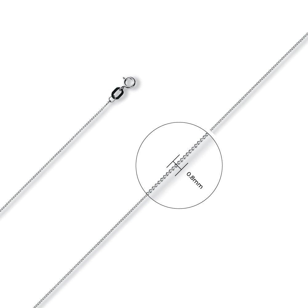 White Gold 0.8mm Traditional Classic Curb Chain