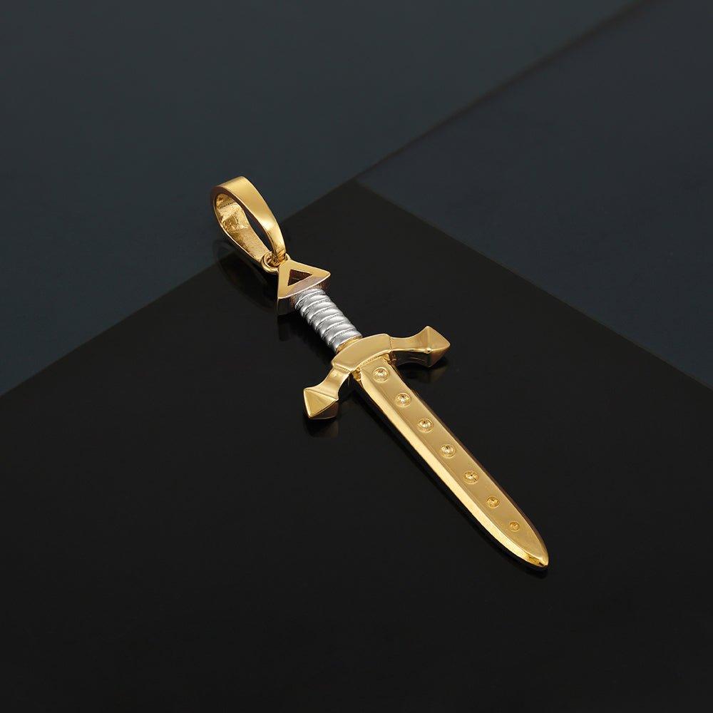 Y White Gold Highland Claymore Sword Pendant