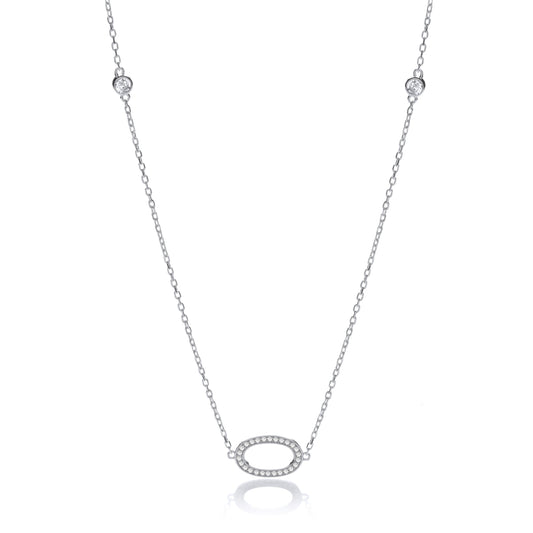 Silver Diamond by the Yard Cubic Zirconia Style 36" Necklace