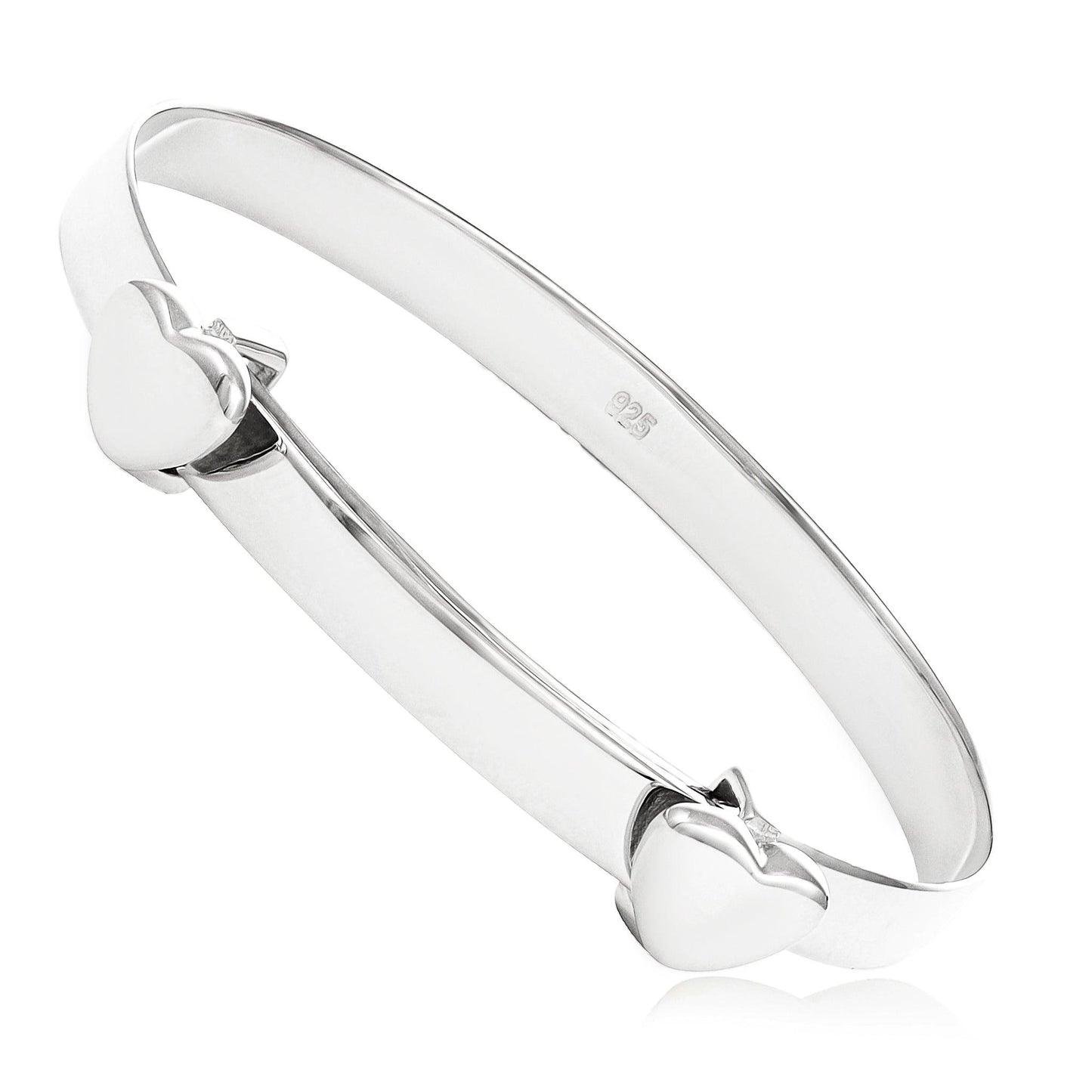 Silver Expandable Heart Baby Bangle
