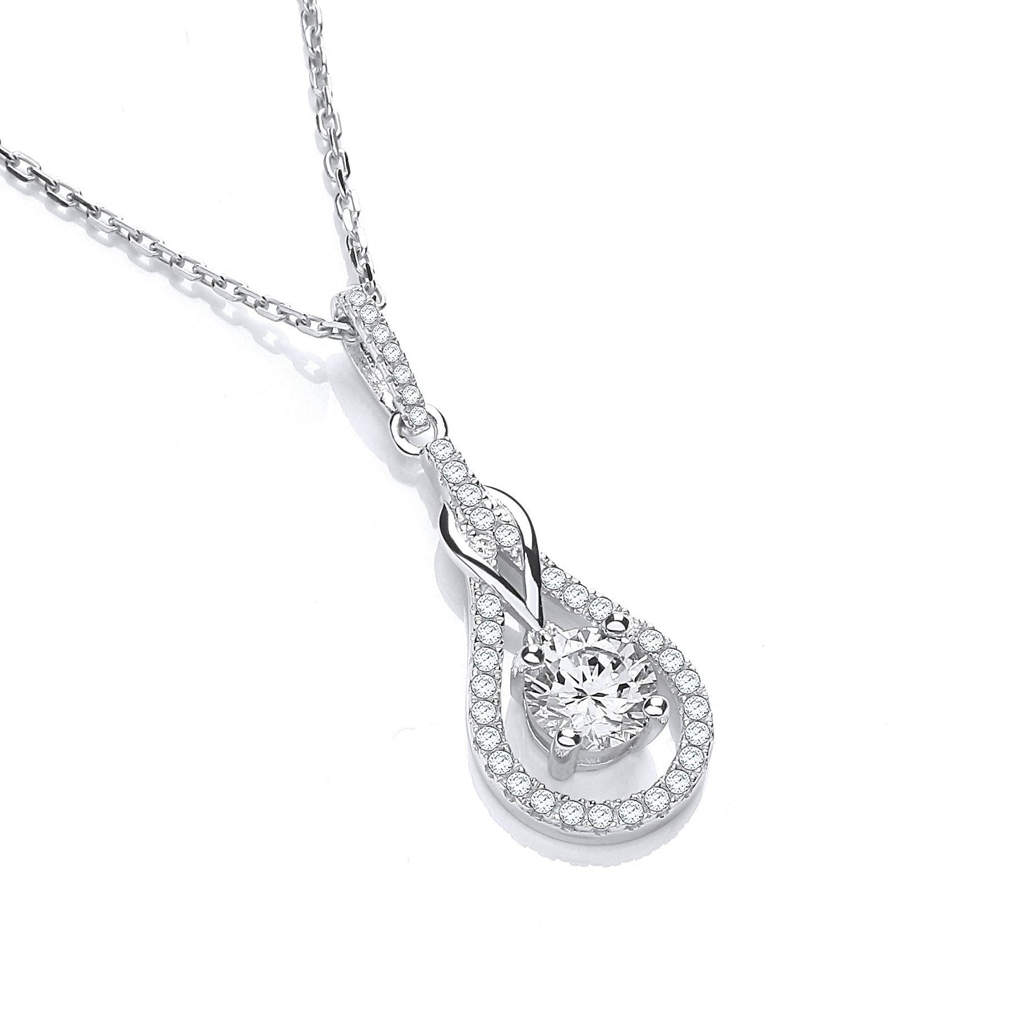 Micro Pave Teardrop Cubic Zirconia Pendant with 18" Chain