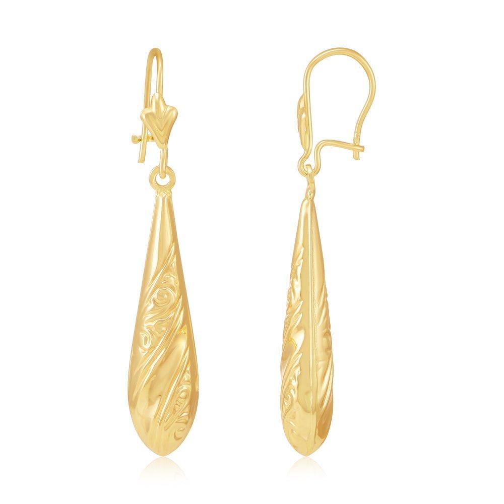 Yellow Gold Patterned Drops - 1.6g