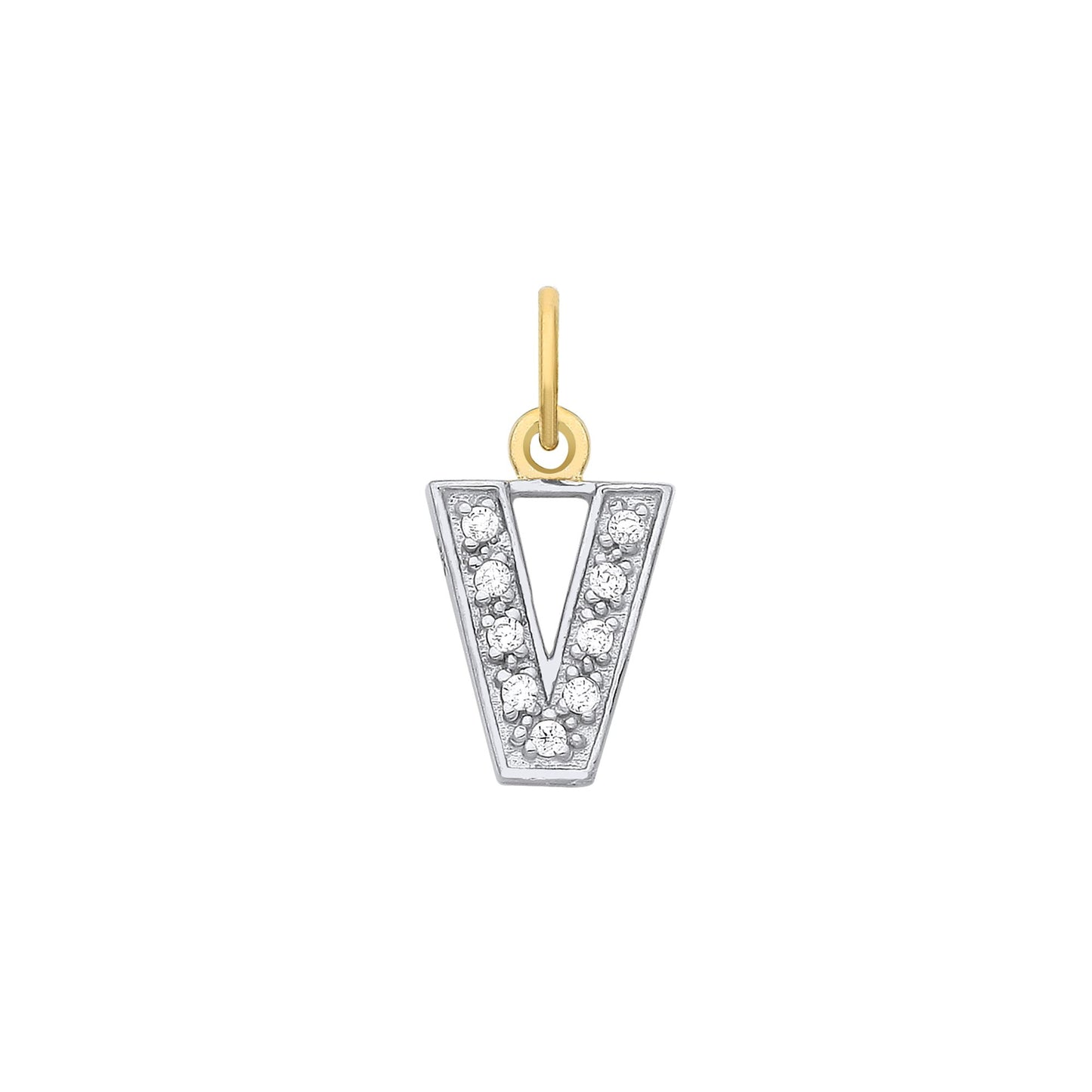Yellow Gold Small Cubic Zirconia Initial Pendants