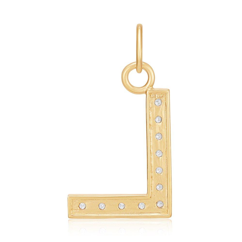 Yellow Gold Medium Cubic Zirconia Initial Pendants