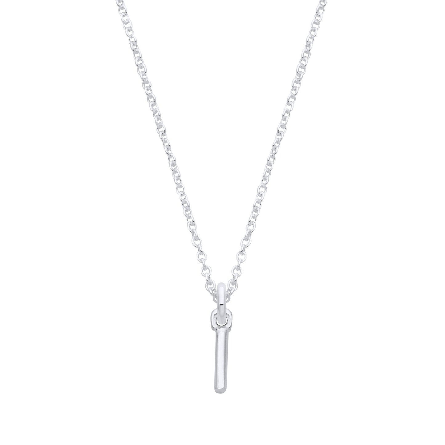 Silver Small Plain Initial 16" + 1" Necklace