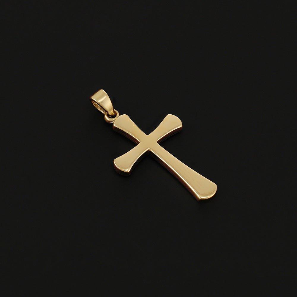 Yellow Gold Oval Ends Plain Cross