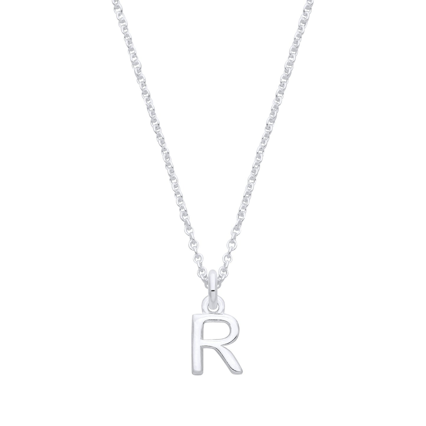 Silver Small Plain Initial 16" + 1" Necklace