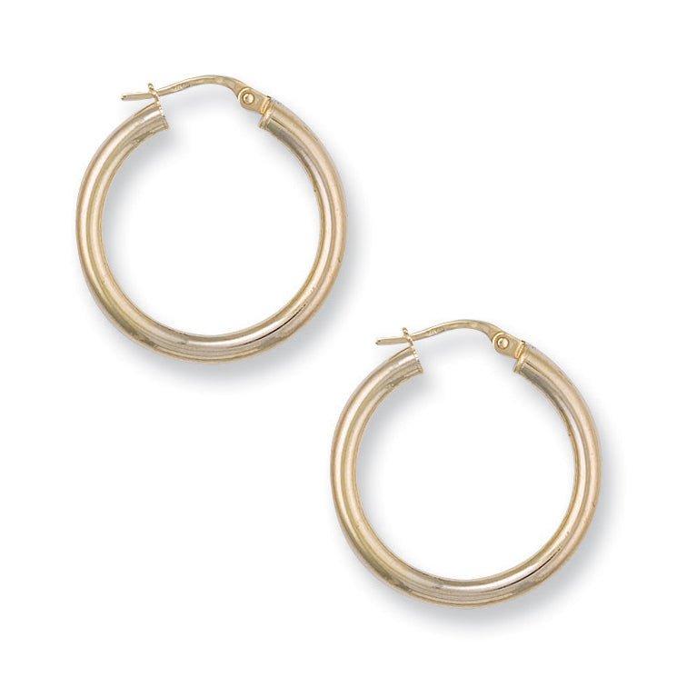 Yellow Gold 26mm Round Tube Hoop Earrings