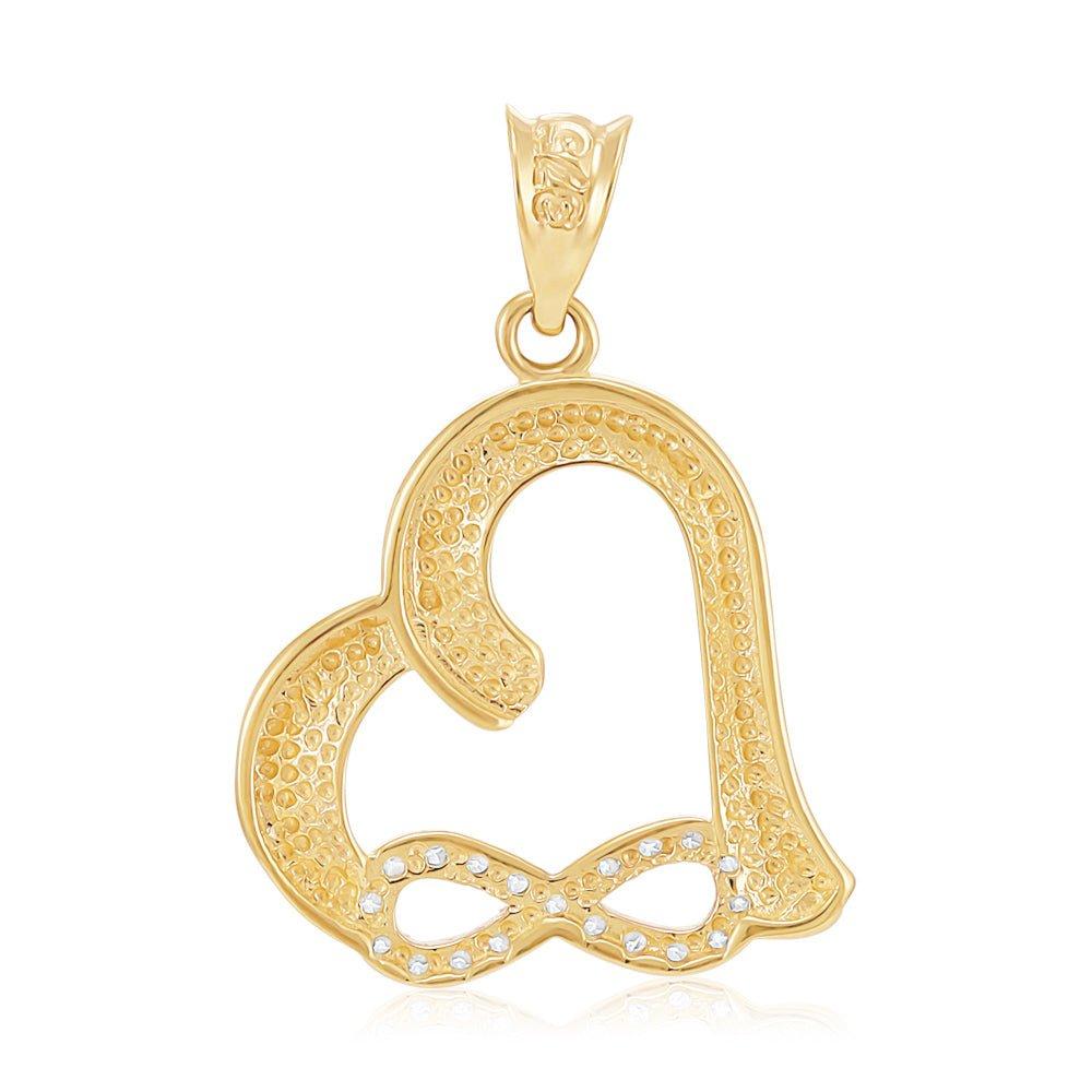 Yellow Gold Cubic Zirconia Infinity, Heart Pendant