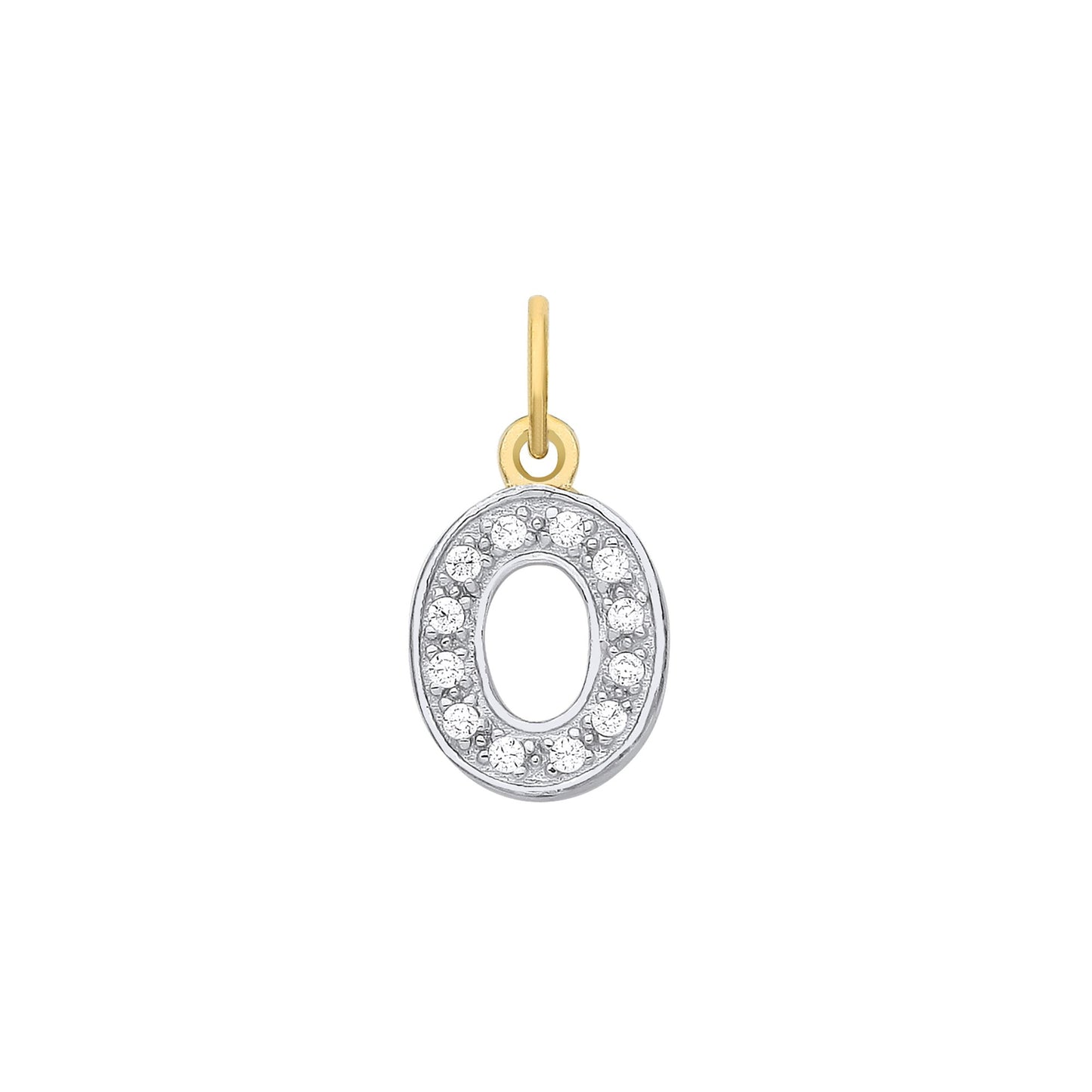 Yellow Gold Small Cubic Zirconia Initial Pendants