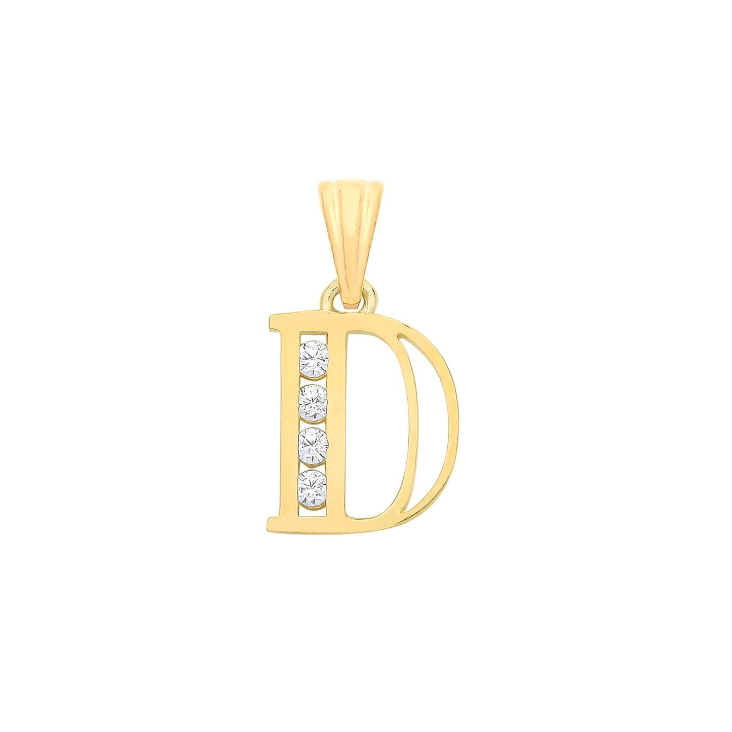 Yellow Gold Channel Set Cubic Zirconia Initial Pendants