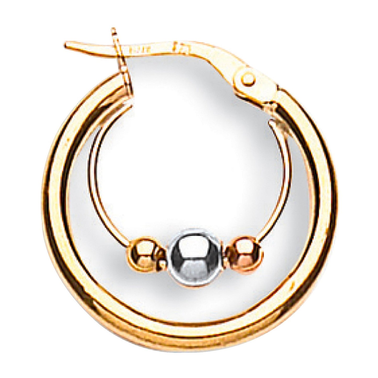 Yellow, White & Rose Gold 20mm Fancy Hoop Earrings